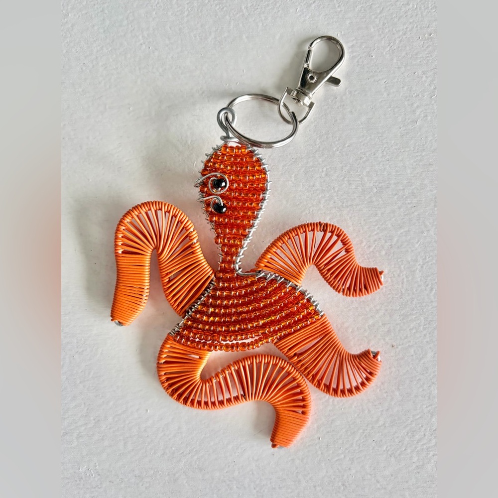 Handmade In South Africa Bead & Wire Tangerine Orange Dancer Key Ring NWOT